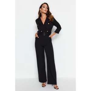 Trendyol Belted Double Breasted Collar Woven Jumpsuit