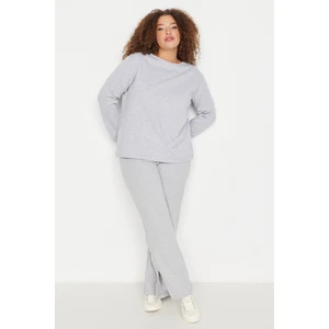 Trendyol Curve Gray Knitted Pajamas with Slits.