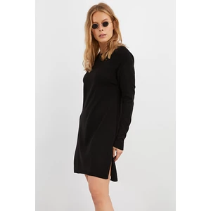 Cool & Sexy Women's Black Double Slit Sweater Dress YV77