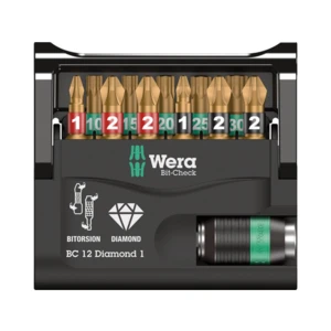 Sada bitů Bit-Check 12 Diamond 1 Wera 05057421001 25 mm, nástrojová ocel, diamantová vrstva, 12dílná Bit-Check 12 Diamond 1