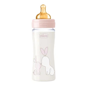 CHICCO Fľaša dojčenská sklo Original Touch latex 240 ml dievča