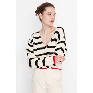 Trendyol Ecru Color Block Knitwear Cardigan