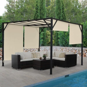 Pergola so sťahovacou strechou 3x3 m Dekorhome Krémová,Pergola so sťahovacou strechou 3x3 m Dekorhome Krémová