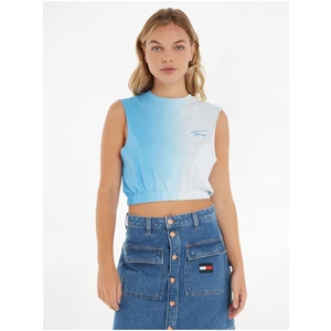 Světle modrý dámský crop top Tommy Jeans - Dámské