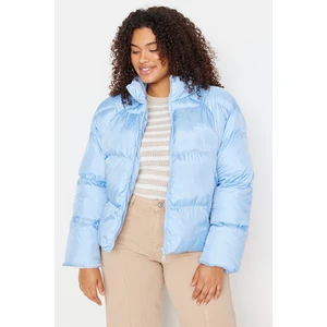 Trendyol Curve Light Blue Standing Collar Inflatable Crop Coat