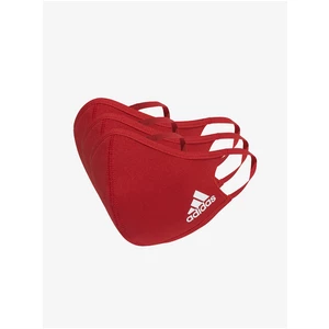 Set of three face masks in red adidas Performance - unisex