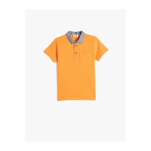 Koton Polo-Neck T-Shirt Short Sleeved One Pocket Detailed Cotton.