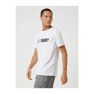 Koton Sports T-Shirt with Motto Printed Crew Neck Breathable Fabric.