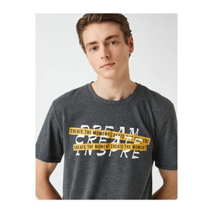 Koton Motto Printed T-Shirt Crew Neck Short Sleeved