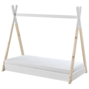 Biało-naturalne łóżko dziecięce w kształcie domku 70x140 cm Tipi – Vipack