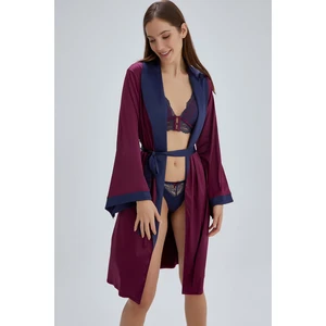 Dagi Women's Navy-burgundy Kimono Dressing Gown