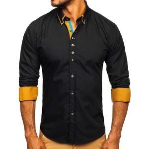 Černá pánská elegantní košile s dlouhým rukávem Bolf 3708