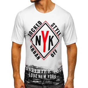T-shirt pentru bărbat cu imprimeu alb Bolf 6305