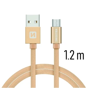 Datový kabel Swissten Textile USB/MicroUSB, 1,2m, zlatý