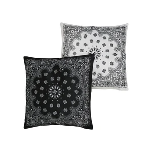 Bandana Print Cushion Set Black/White