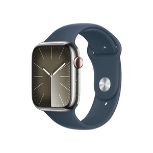 Apple Watch S9 Cell/45mm/Silver/Sport Band/Storm Blue/-S/M