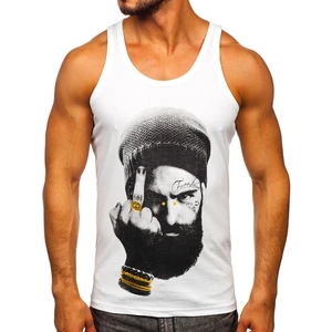 Maiou alb tank top cu imprimeu Bolf 14842