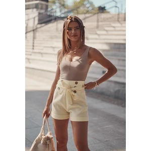 Yellow women's shorts with high waist