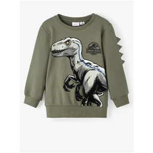 Khaki klučičí mikina name it Jairi Jurassic - Kluci