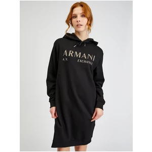 Černé dámské mikinové šaty s kapucí Armani Exchange - Dámské