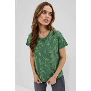 Cotton blouse with flowers - green