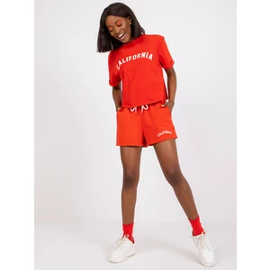 Women's red summer set with a t-shirt