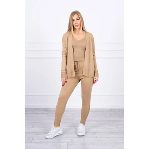 3-piece sweater set camel