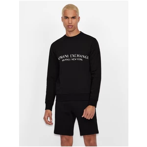Black Men's Sweatshirt with Armani Exchange Inscription - Men's