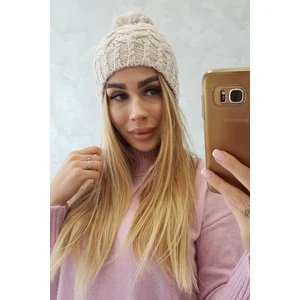 Beanie with fleece Waleria K307 light beige