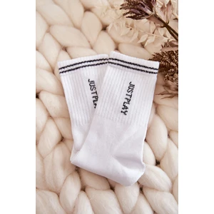 Women's Sports Socks Vertical Inscription Just Play White