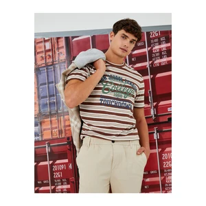 Koton College T-Shirt, Crew Neck Print Detailed