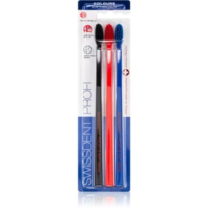 Swissdent Profi Colours zubné kefky 3 ks soft - medium black, red, blue 3 ks