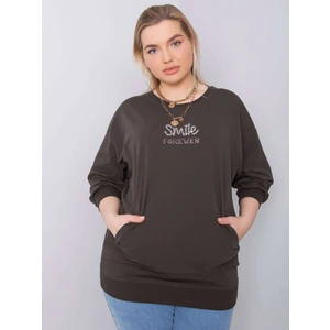 Dark khaki plus size blouse with Messina applique