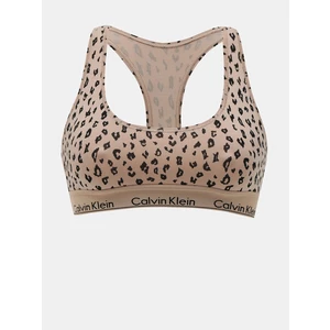 Calvin Klein béžová podprsenka Unlined Bralette s leopardím vzorem - Dámské