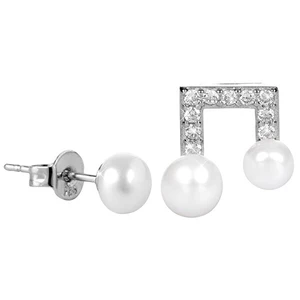 JwL Luxury Pearls Asymetrické perlové náušnice so zirkónmi JL0415