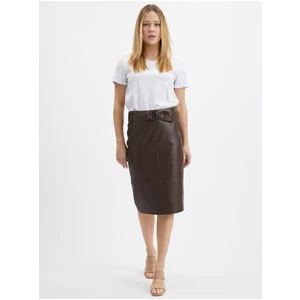 Orsay Dark Brown Women's Pencil Leatherette Skirt - Women