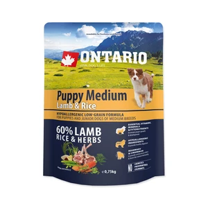 Ontario Puppy Medium Lamb & Rice 0,75kg