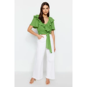 Trendyol Green Woven Ruffle and Tie Detail Blouse