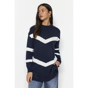 Trendyol Navy Blue Striped Soft Knitwear Sweater