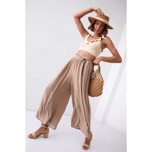 Women's culotte trousers with cappuccino rubber