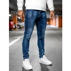 Tmavě modré pánské džíny skinny fit s paskem Bolf R51124W1