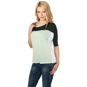 Ladies 3-tone 3/4 Sleeve Tee d.grn/mint/wht