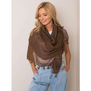 Brown patterned shawl with fringes