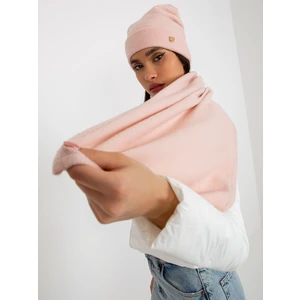 Light pink winter set with scarf and cap
