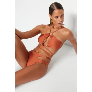 Trendyol Tile Halter Neck Accessory Bikini Top