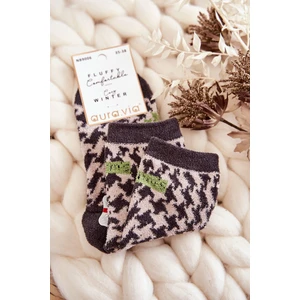 Women's warm socks with vertical patterns gray and green