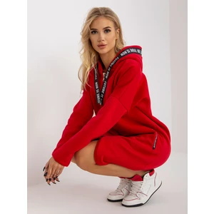 Red long sweatshirt oversize zipper