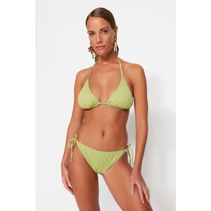 Trendyol Green Tie Textured Bikini Bottoms with Regular Legs