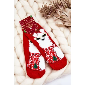 Dětské vánoční bavlněné termoaktivní ponožky Alpaka Červene