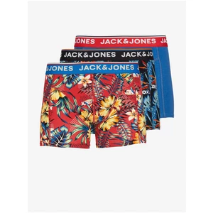 Jack & Jones Set of three men's patterned boxers in red, black and blue ba - Men
